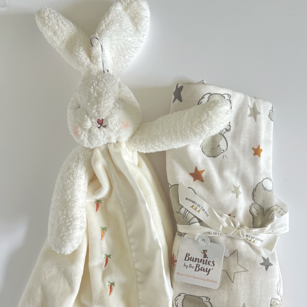 NWT Newborn Gift Bunnies by the Bay Receiving Blanket & Locke Blanket
